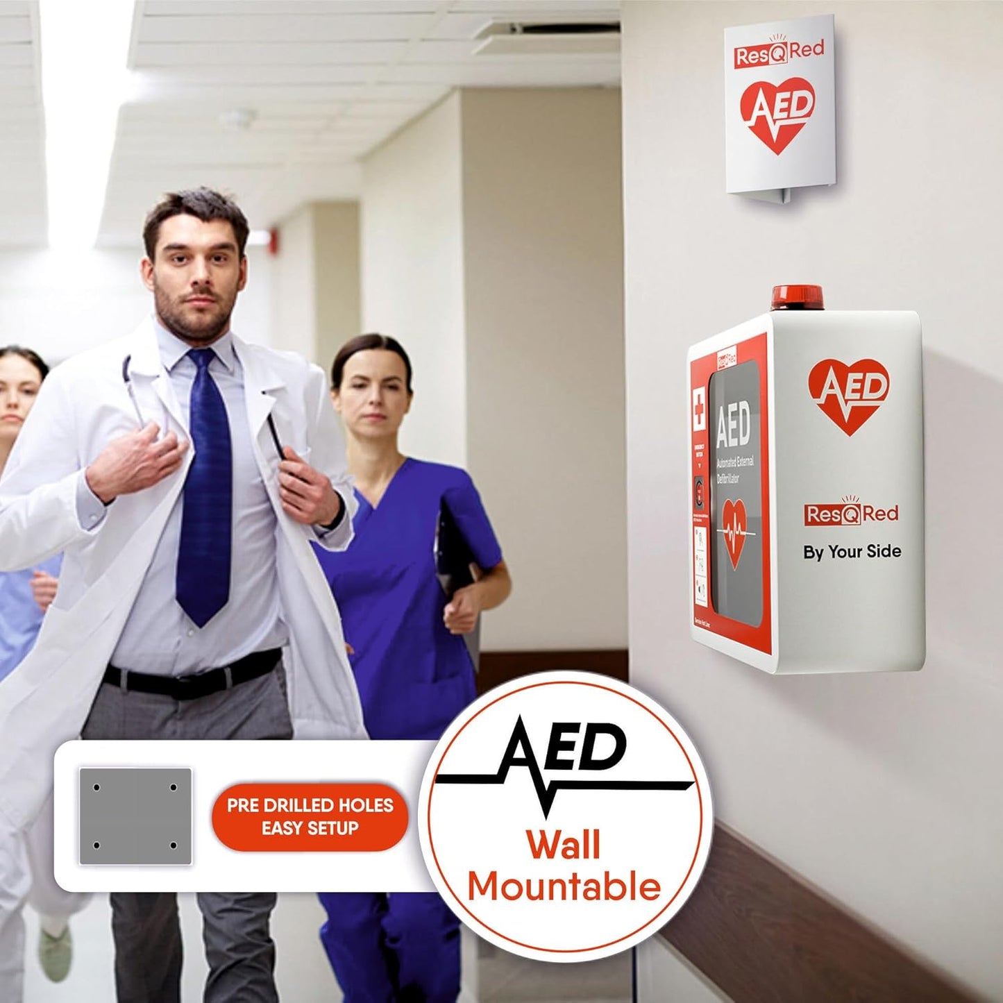 ResQRed Wall Mounted AED Defibrillator Cabinet